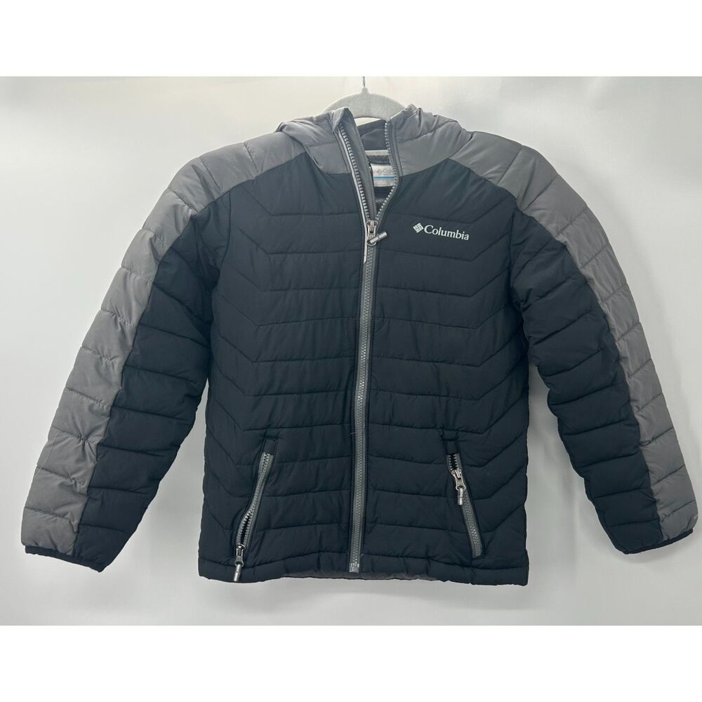 Columbia Youth Boys White Out Hood Full Zip Insulated Omni Heat Jacket M 10/12